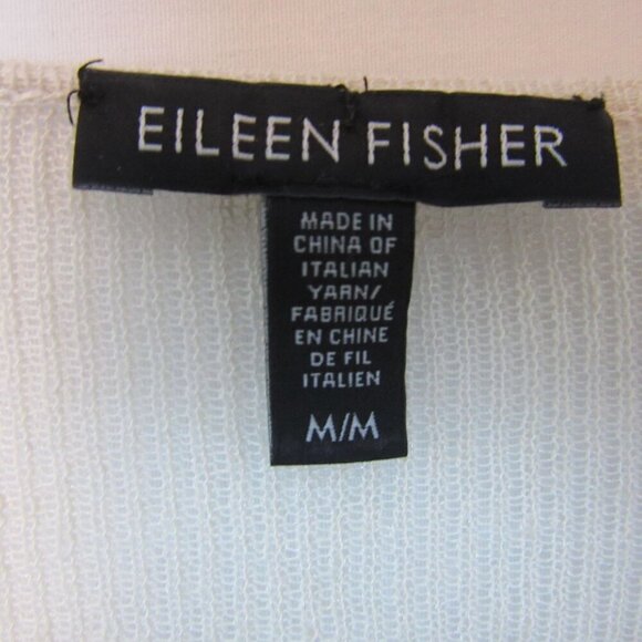 Eileen Fisher Italian Yarn Loose Knit Cream White Sweater Cardigan Women's Med - Picture 4 of 5